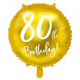 Folieballon 80th birthday goud 45cm