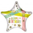 Folieballon Happy Birthday Gold Stars (40cm)