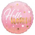 Folieballon Hello world roze (40cm)
