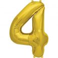 Folieballon cijfer 4 goud 90cm