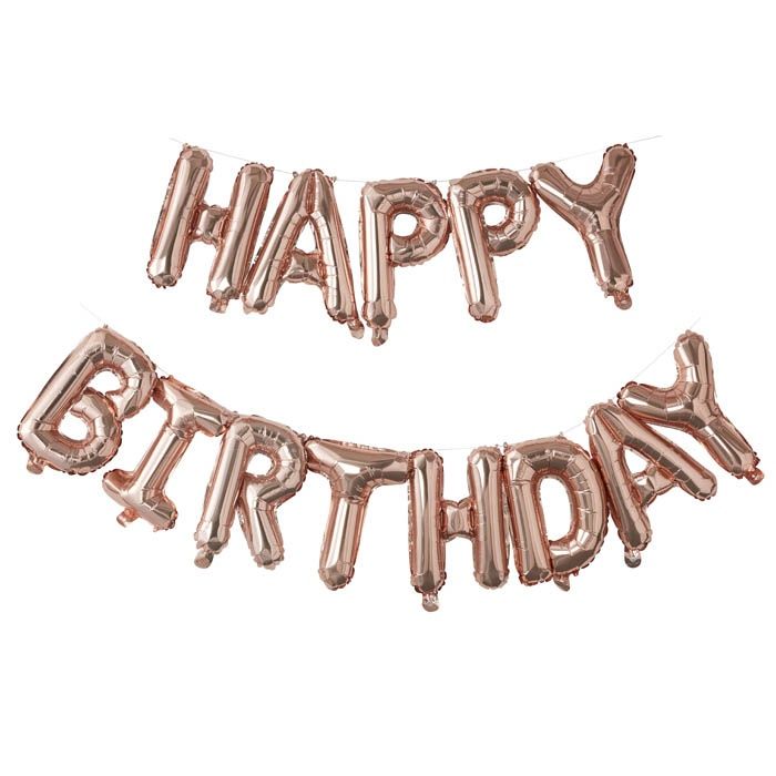 Folieballonslinger Happy Birthday Pick & Mix Rose Gold 