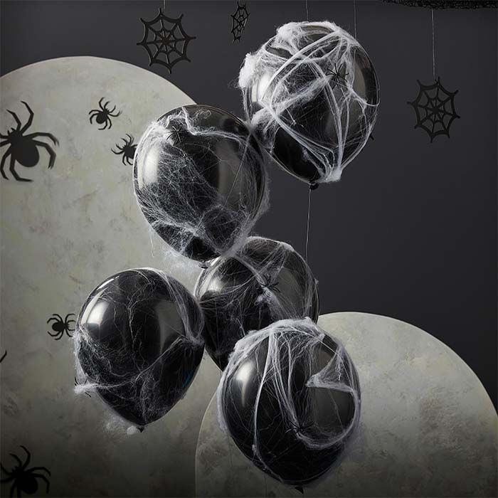 Ballonnen Fright Night met spinnenwebben (5st) Ginger Ray