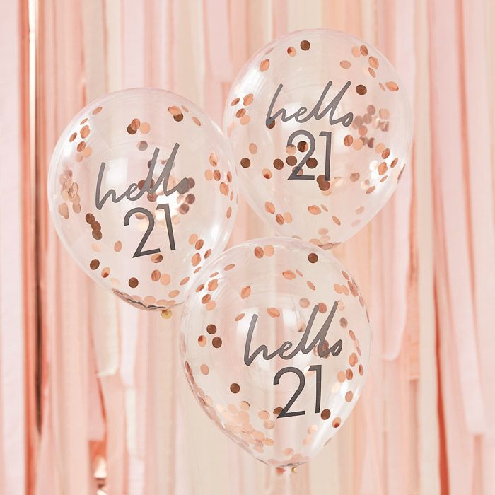 Confetti ballonnen Hello 21 rosé Mix It Up (5st) Ginger Ray