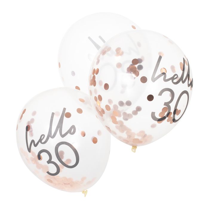 Confetti ballonnen Hello 30 rosé Mix It Up (5st) Ginger Ray