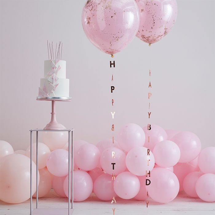 Ballonlinten Happy Birthday Mix it up Rose Gold (5st)