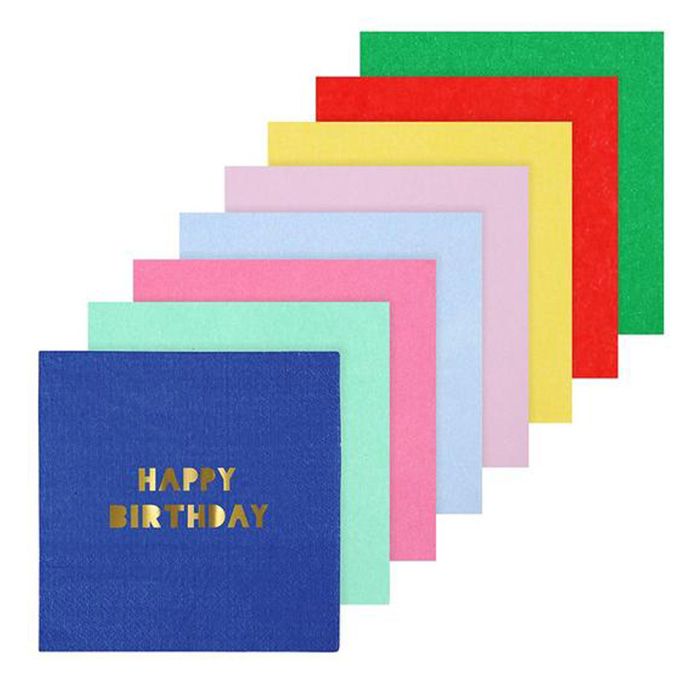 Gebaksservetten Happy Birthday Multi Color (16st) Meri Meri