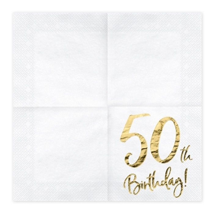 Servetten 50th Birthday goud (20st)