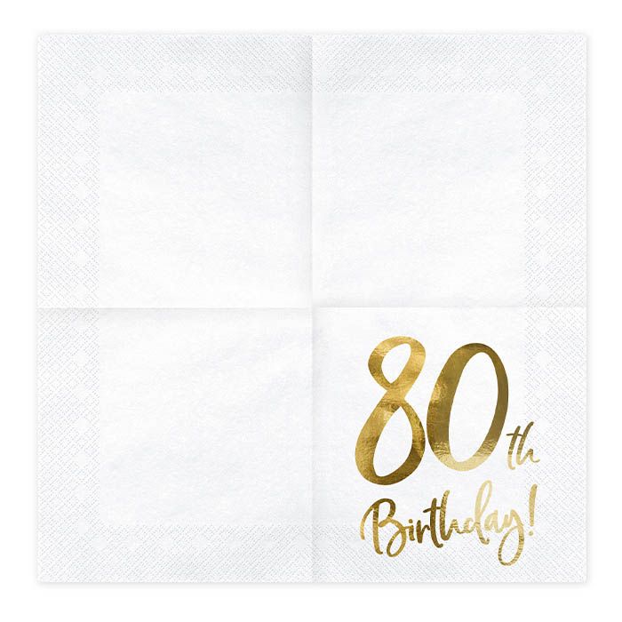 Servetten 80th Birthday goud (20st)