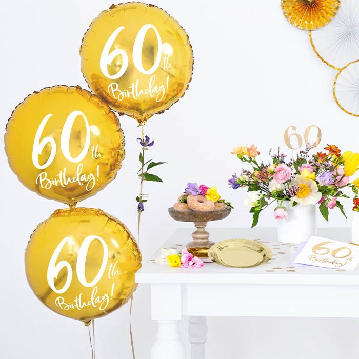 Folieballon 60th Birthday goud (45cm)