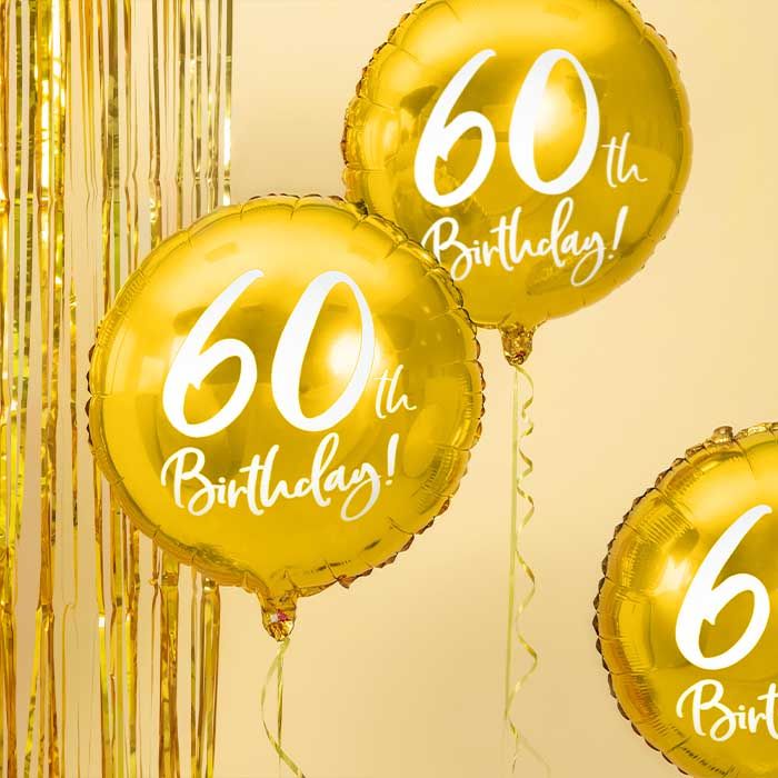 Folieballon 60th Birthday goud (45cm)