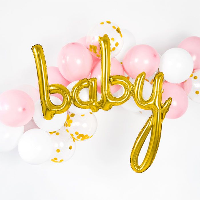 Folieballon script Baby goud (73cm)