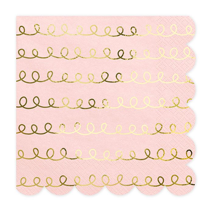 Servetten roze met goud patroon (20st)