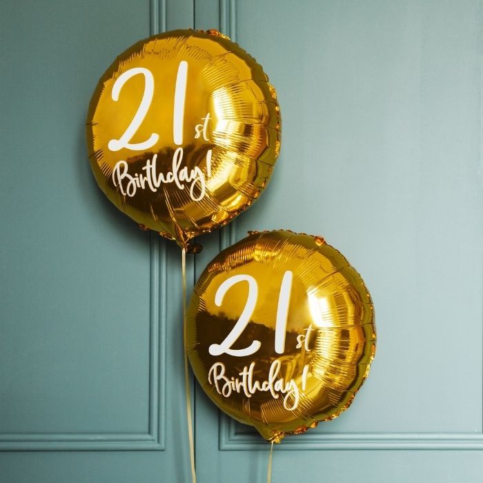 Folieballon 21st Birthday goud (45cm)