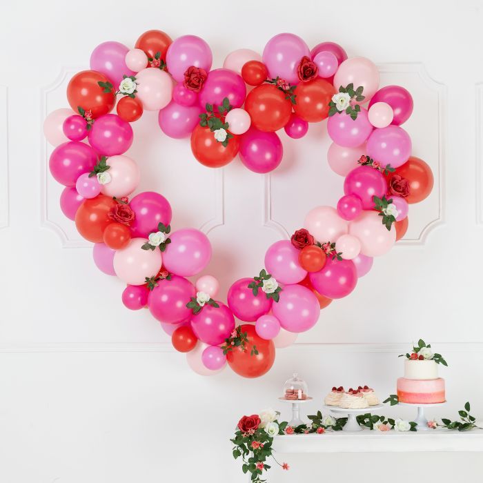 Ballonnenboog met frame hart roze-rood (160cm)