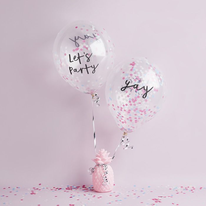 Confetti Ballonnen Pastel Let's Party&Yay (5st) Hootyballoo