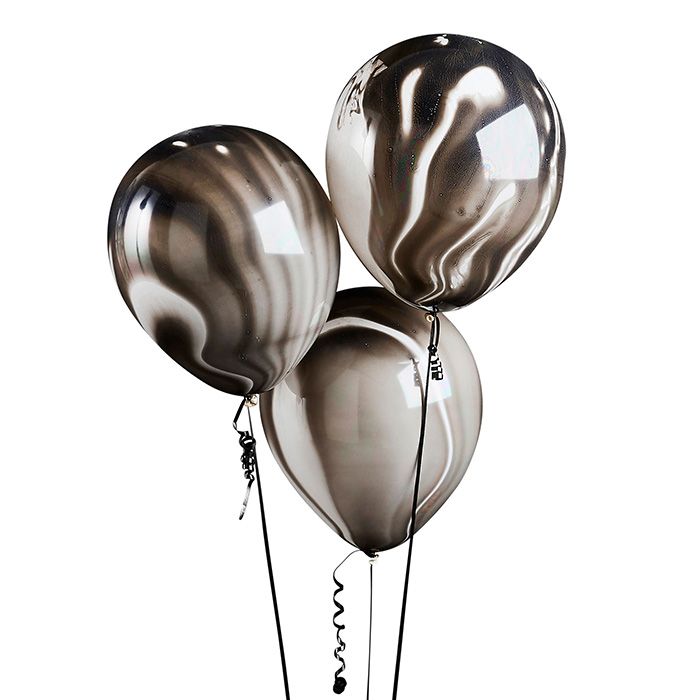 Zwarte marble ballonnen Blast Off (5st) Hootyballoo