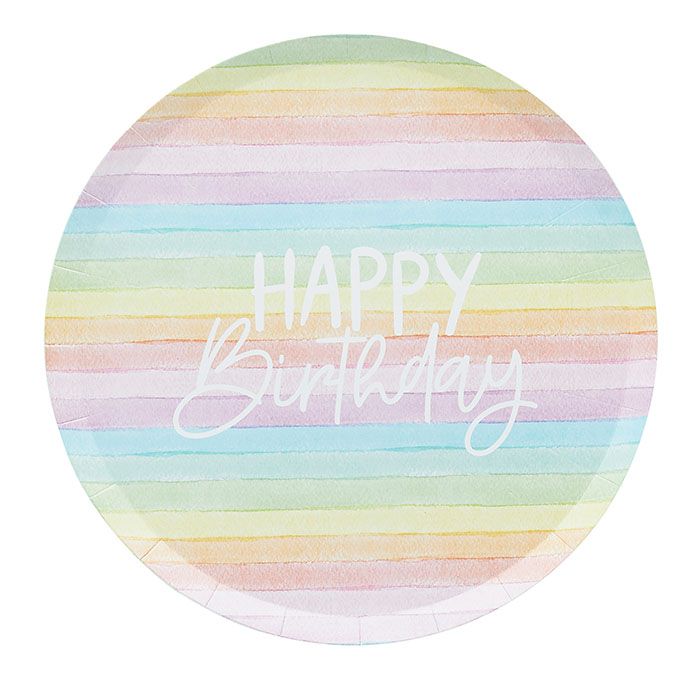 Bordjes Happy Birthday Eco Rainbow (8st) Hootyballoo