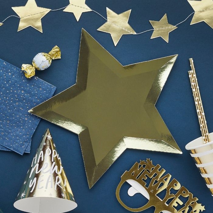Cocktail servetten blauw met gouden sterren (20st)