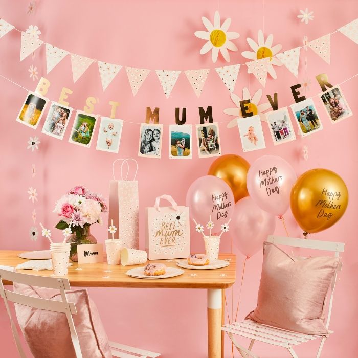 Ballonnen roze en goud Happy Mothers Day (5st)