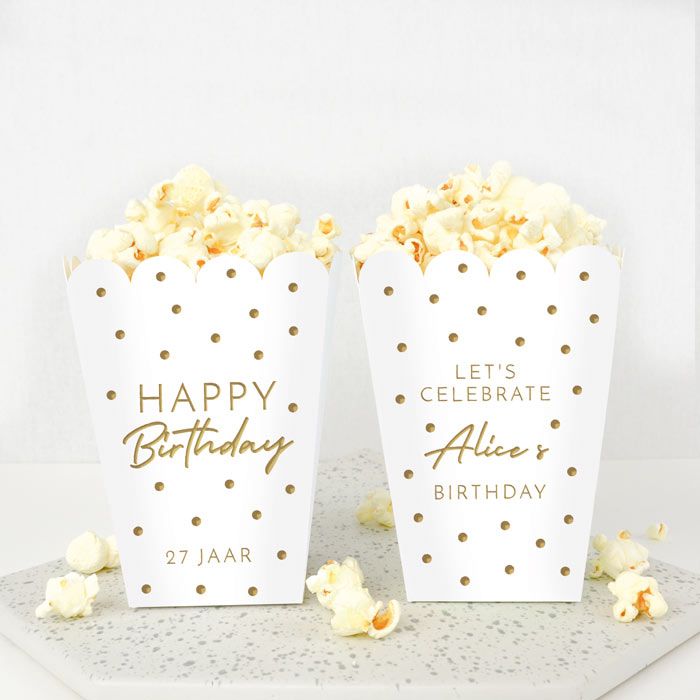 Popcornbakje met folie gold birthday