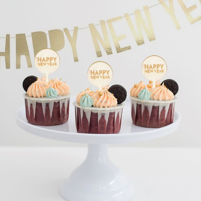 Cupcake prikkers happy new year