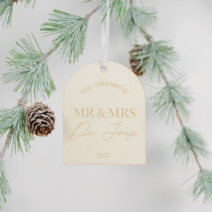 Gepersonaliseerde kersthanger first christmas as mr and mrs