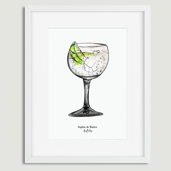 Aquarel illustratie cocktail door Sophie de Ruiter