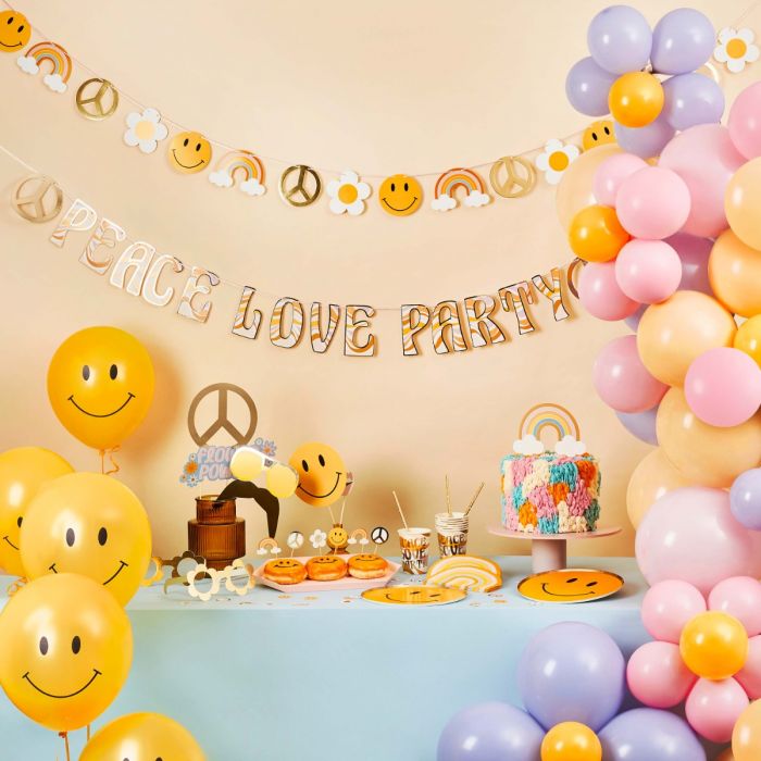 Ballonnen Smiley (5st) Peace Love Party Hootyballoo