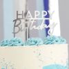 Taarttopper happy birthday zilver Mix it Up Blue Ginger Ray