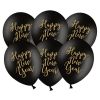 Ballonnen Happy New Year zwart-goud (6st)