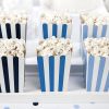 Popcorn bekers blauw gestreept (6st)