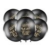 Ballonnen Happy New Year zwart (6st) Stars