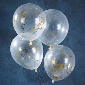 Confetti ballonnen glitter goud (5st) Gold Christmas