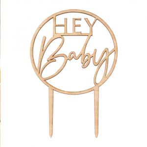 Taarttopper Hey Baby hout Botanical Baby Ginger Ray