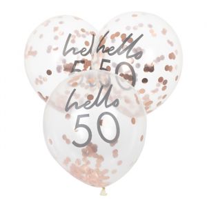 Confetti ballonnen Hello 50 rosé Mix It Up (5st) Ginger Ray