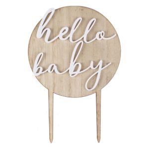 Houten taarttopper Hello Baby Ginger Ray