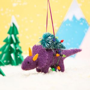 Kersthanger vilten dinosaurus Sass & Belle