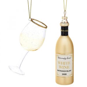 Kersthanger set witte wijn met glas Sass & Belle