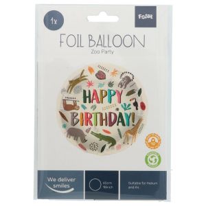 Folieballon Happy Birthday Zoo Party 45cm