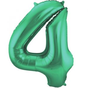 Folieballon cijfer 4 Metallic Mat groen 86cm