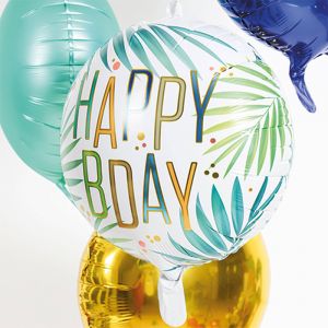 Folieballon Happy Birthday palmbladeren 45cm
