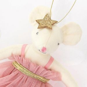 Kersthanger Pink Pompom Mouse Meri Meri