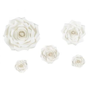 Papieren decoratiebloemen light cream (5st)