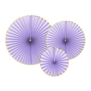 Paper fans lila-goud (3st)