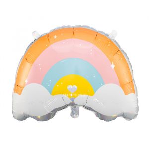 Folieballon regenboog en wolken (55cm)