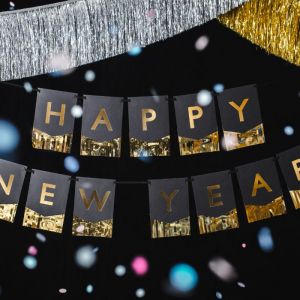 Happy New Year slinger zwart goud (1,35m)