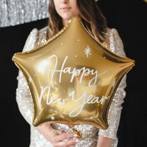 Folieballon Happy New Year ster goud