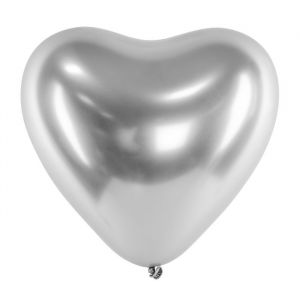 Hartballonnen glossy zilver (50 st)