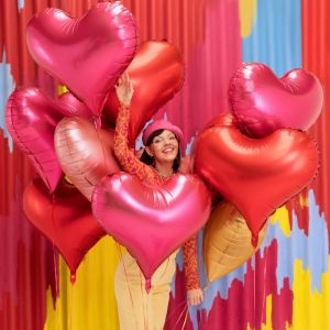 Folieballon hart roze (75cm)
