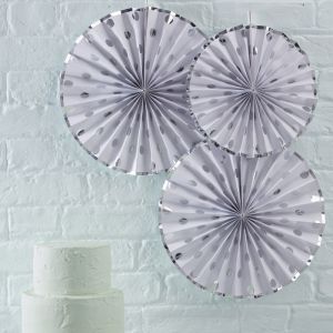 Paper fans dots Wit - Zilver Pick & Mix (3st) Ginger Ray